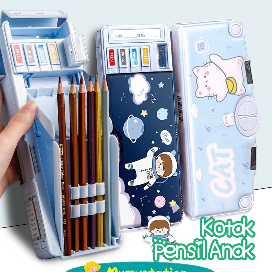 

Baru MumyStation Kotak Pensil Anak Tempat Pensil Multifungsi Motif Storage Box Lapisan Ganda Tunggal Dengan Rautan Kapasitas Pencil Case ♪↔✴❆