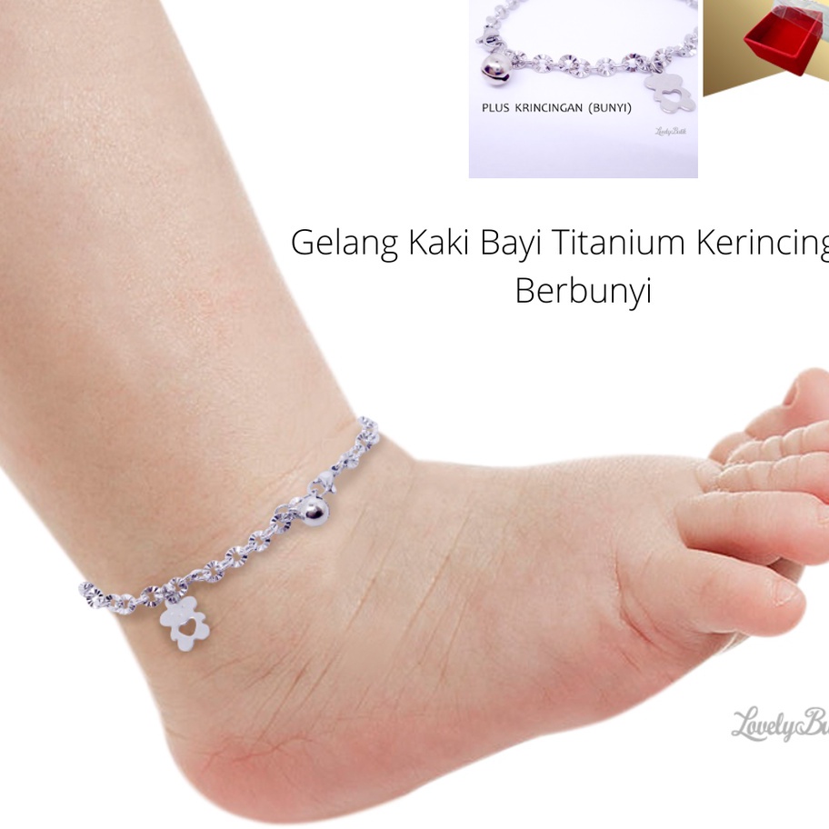 MODEL RCN017 Lovelybutik Gelang Kaki Bayi Perempuan Laki Laki Titanium Krincing Gelang Kerincing Ber