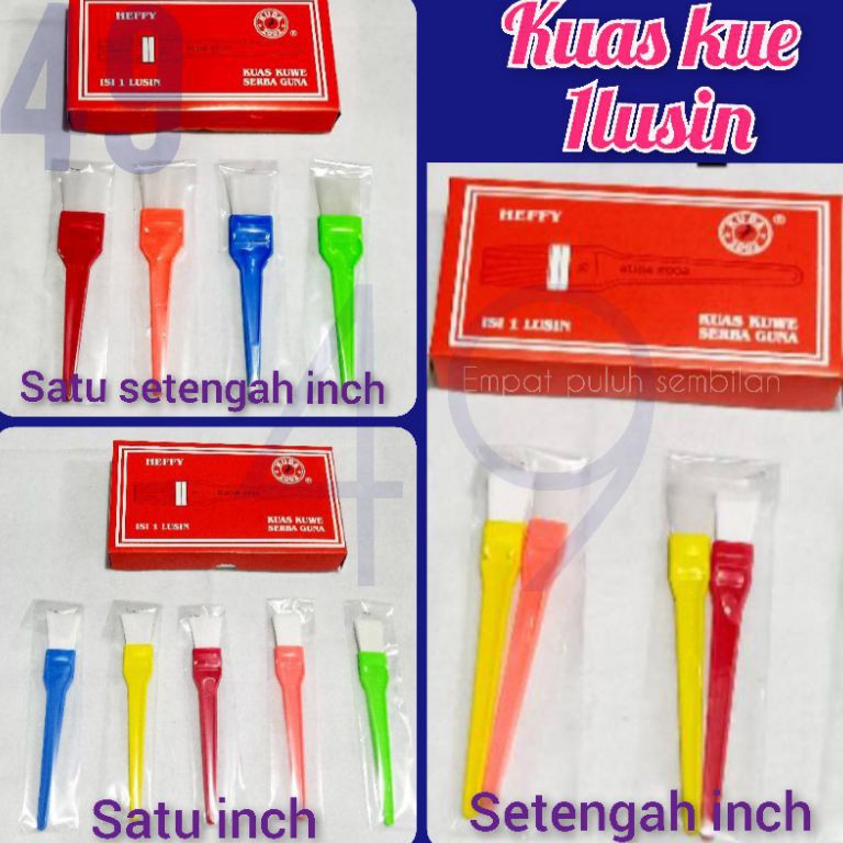 

DVJ GROSIR 1 LUSIN kuas kue serbaguna / kuas plastik kuas nylon 1 lusin / kuas nilon plastik / kuas ½ inch / kuas 1½ inch / kuas masker / kuwas serbaguna / kuas kuda 2002 GROSIR 49 EMPAT PULUH SEMBILAN 99