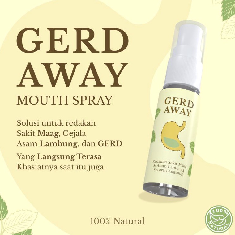 

8O58 GERD AWAY Mouth Spray - Obat Herbal Lambung Sakit Maag 100% Natural - Redakan Asam Lambung Secara Langsung - by Hegar Natural 9681