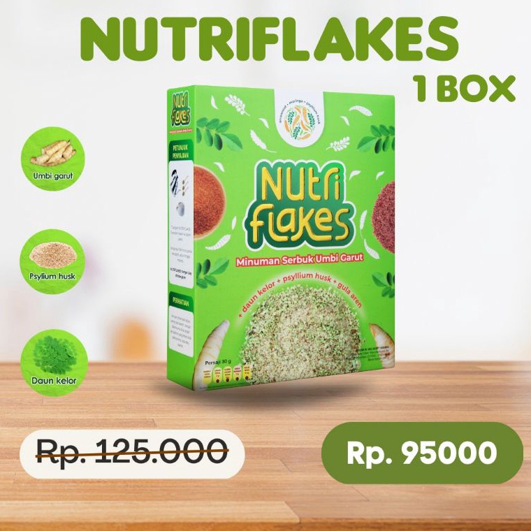 

96 Cereal Nutriflakes - Original Sereal Umbi Garut Solusi Atasi Asam Lambung Maag Kronis Gerd Suplemen Makanan Diet Isi 280gr Terlaris