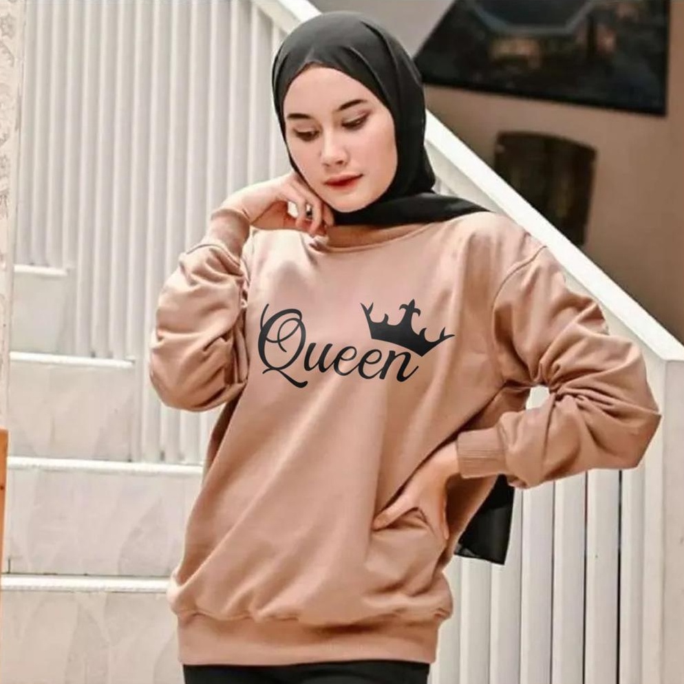 MODEL LWY136 Kaos Lengan Panjang QUEEN / Kaos Sweatshirt / Atasan Wanita / Atasan Wanita Lengan Panj