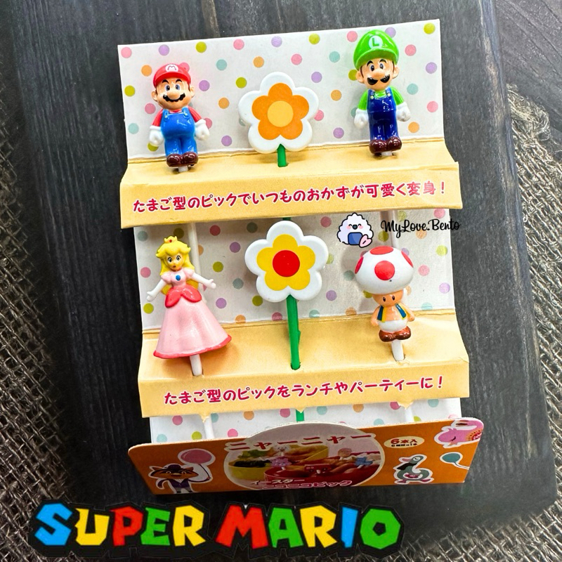 SUPER MARIO Food Picks Tusukan Bento Mario Garpu Bento Princess Peach Garpu Buah Hiasan Bekal