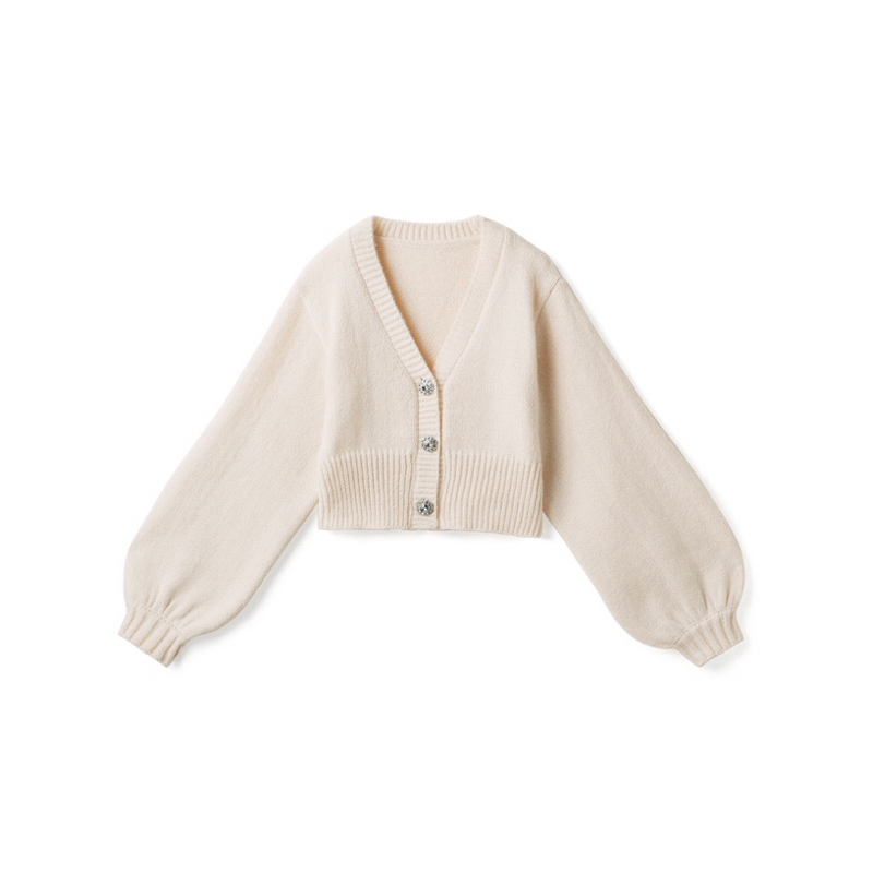 CARDIGAN RAJUT GRL KNITTED CARDI | PAKAIAN WANITA ATASAN OUTER GRL LENGAN BALON | KANCING MEWAH BROK