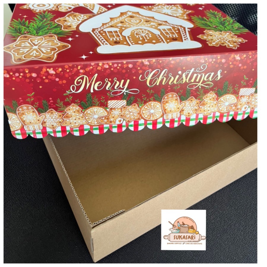 

Dus Natal rumah (12) 25x25x8 Cake box Corrugated hampers Christmas dus kue