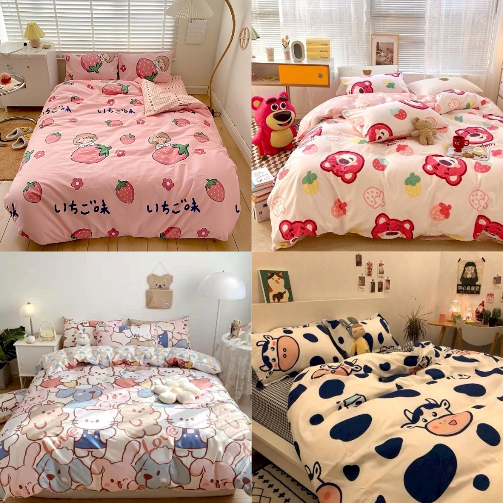 12.12 Promo Brand SPREI MOTIF ANAK AESTHETIC HOMEMADE || SPREI DINO BUAH STRAWBERRY SAPI SPREY SPRAI