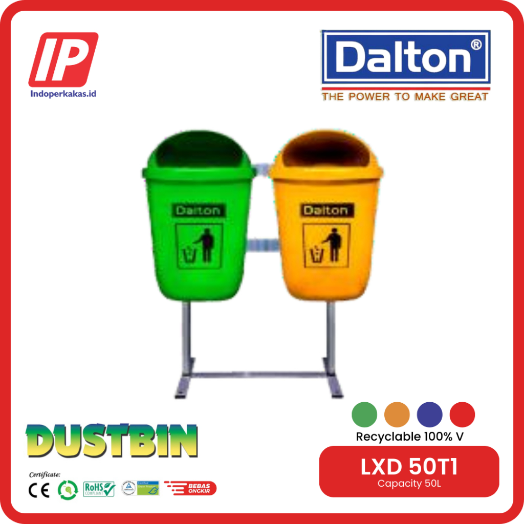 Tempat Sampah Dalton Tong Sampah Plastik Deret 2 x 50 Liter (Set dengan tiang)