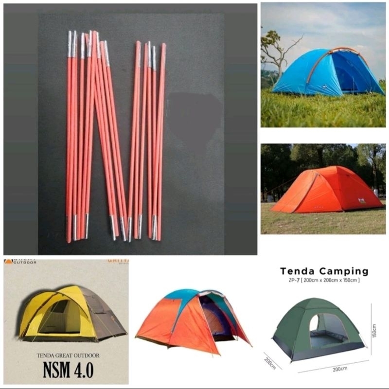 1 Set lonjor panjang frame rangka tenda kap 3 4 5 warna merah set bingkai tenda set rangka tenda