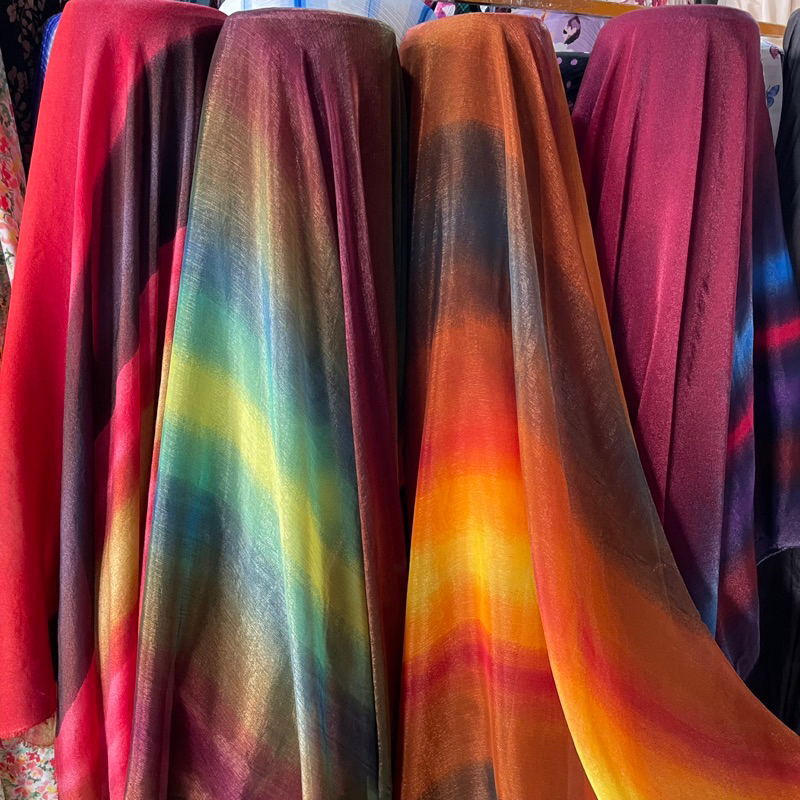 Kain ceruty Gradasi - Kain tyday - Kain Sifon Gradasi - Kain ceruty Motif