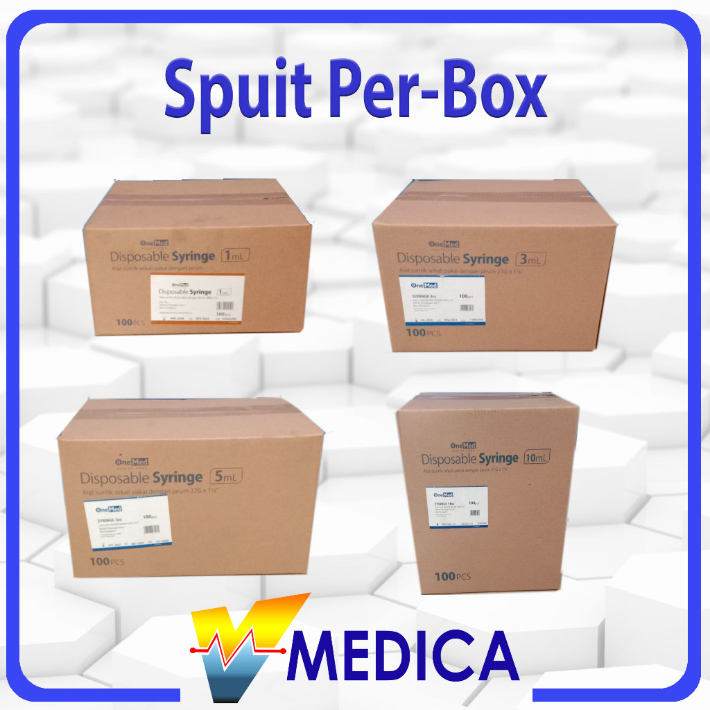 (isi 100pc) Spuit Onemed 1cc, 3cc, 5cc, 10cc / Suntikan Onemed 1ml, 3ml, 5ml, 10ml - PerBox