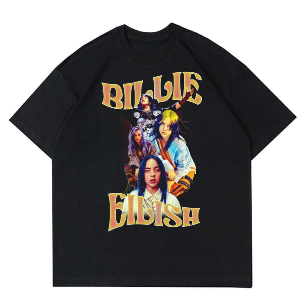 KAOS BAND BILLIE EILISH | T-SHIRT BAND BILLIE EILISH BLACK | BAJU BAND BILLIE EILISH PRIA HITAM