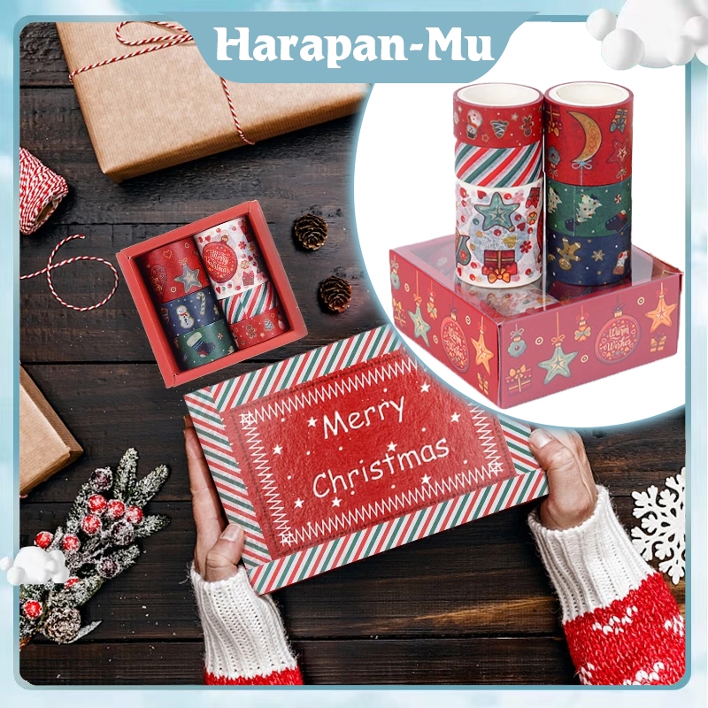 

Washi Tape Natal 6 Roll Sticker Christmas Selotip Toples Natal Washi Tape Merry Christmas