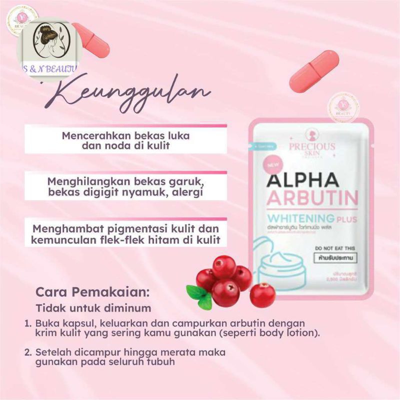 Precious Skin Thailand Alpha Arbutin Whitening Plus/Alpha Arbutin Kapsul Whitening Plus