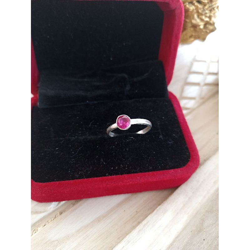 Cincin PERAK925 permata merah & permata putih