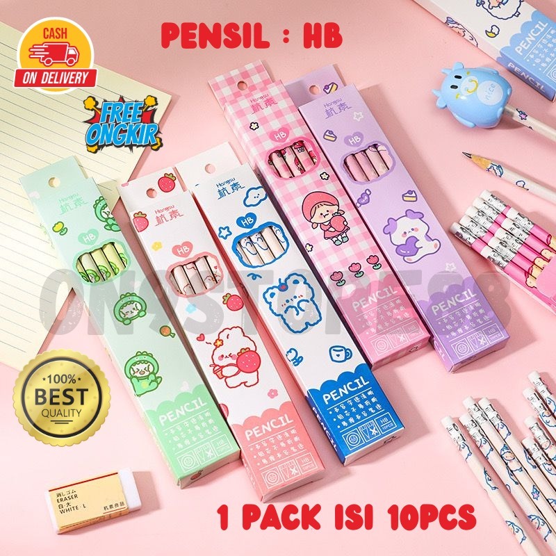 

Pensil HB Karakter Isi 10pcs / Pensil Kayu Murah / Pensil alat tulis anak SD Ada Penghapus