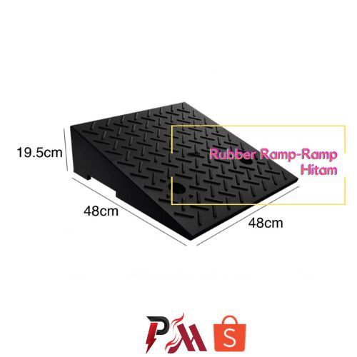 RUBBER RAMP WHEELCHAIR 19.5 x 48 x 48 CM KARET HITAM TANJAKAN MOBIL MOTOR KURSI RODA ANTISLIP MURAH