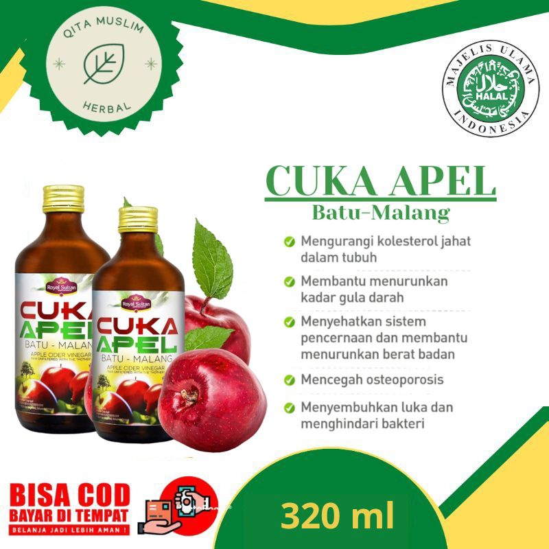 

Cuka Apel Natural Apple Cider Vinegar Royal Sultan batu malang 320 ml