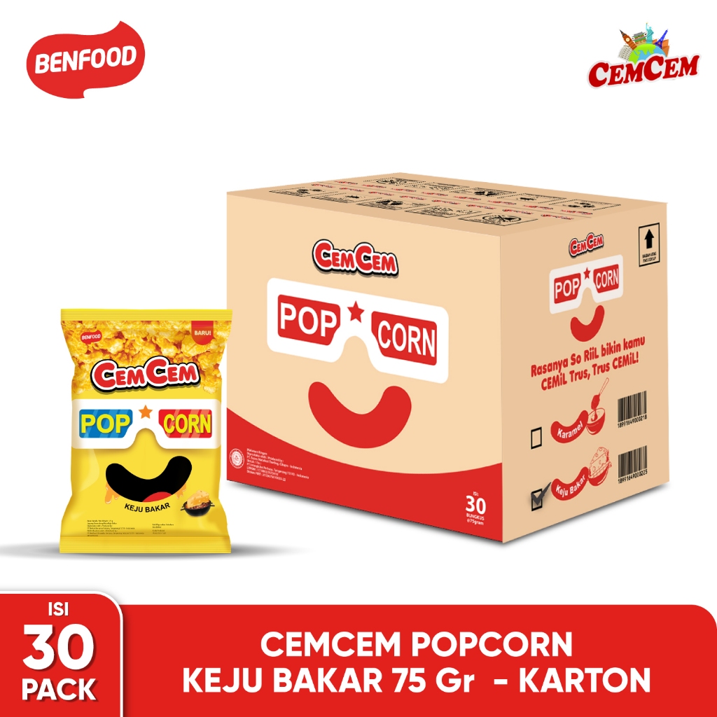 

Snack Camilan CEMCEM POPCORN KEJU BAKAR 75 GR - KARTON