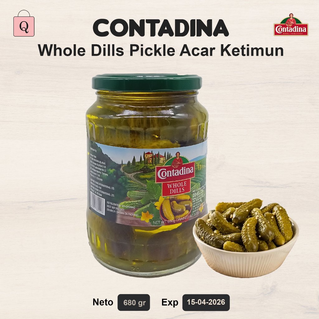 

Contadina Whole Dills Pickled Cucumber 680 gr - Acar Ketimun