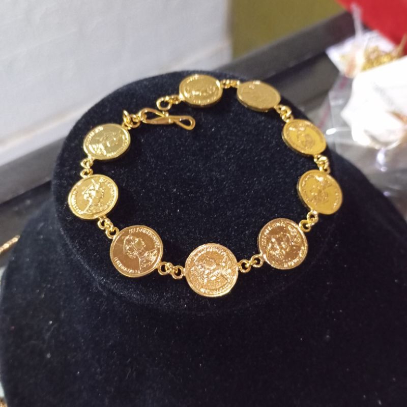 gelang koin kuningan lapis emas