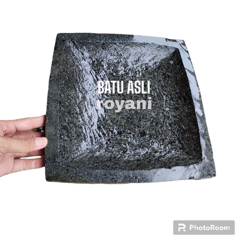 cobek kotak 20 cm batu asli bergaransi
