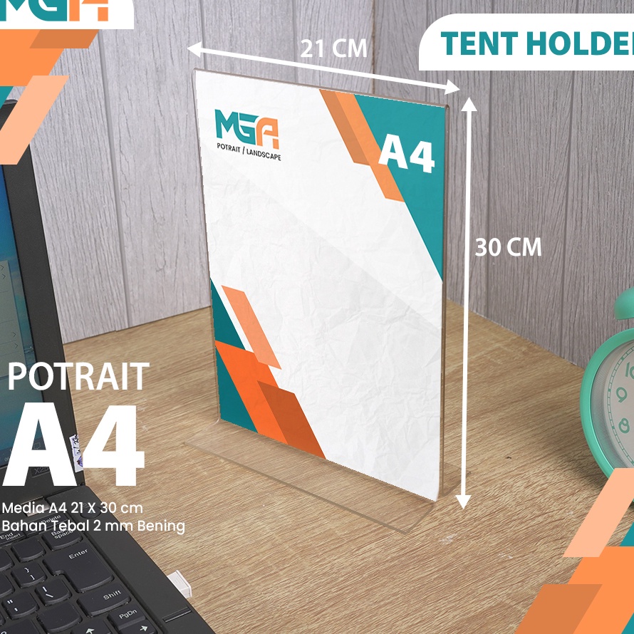 

Ready stock TEMPAT BROSUR STAND 2MM / TENT HOLDER / TENT CARD AKRILIK UKURAN A4 PORTRAIT 2 SISI