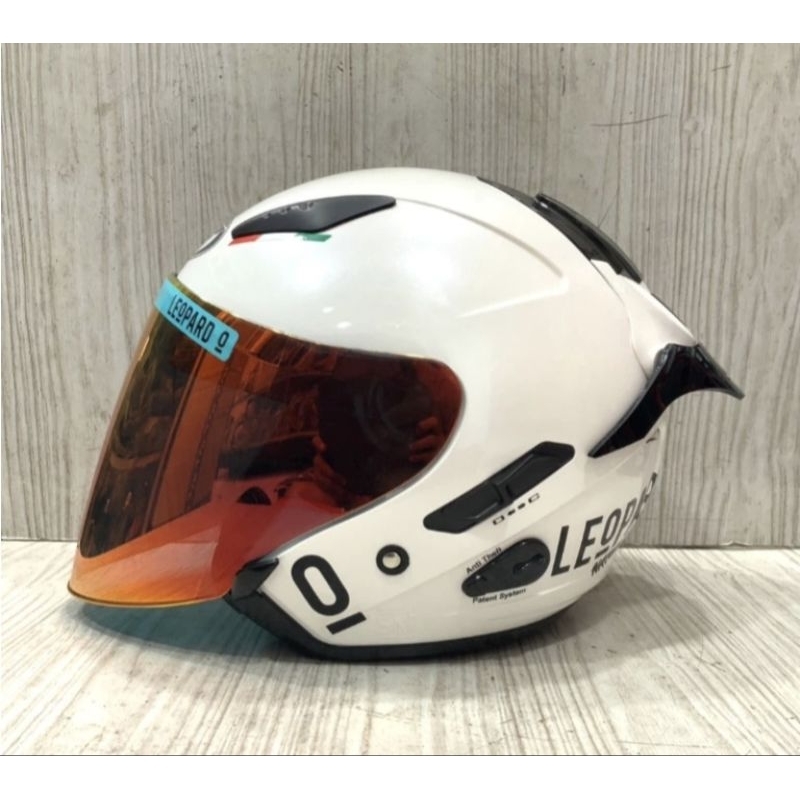 HELM KYT GALAXY FLAT R WHITE PAKET LEOPARD