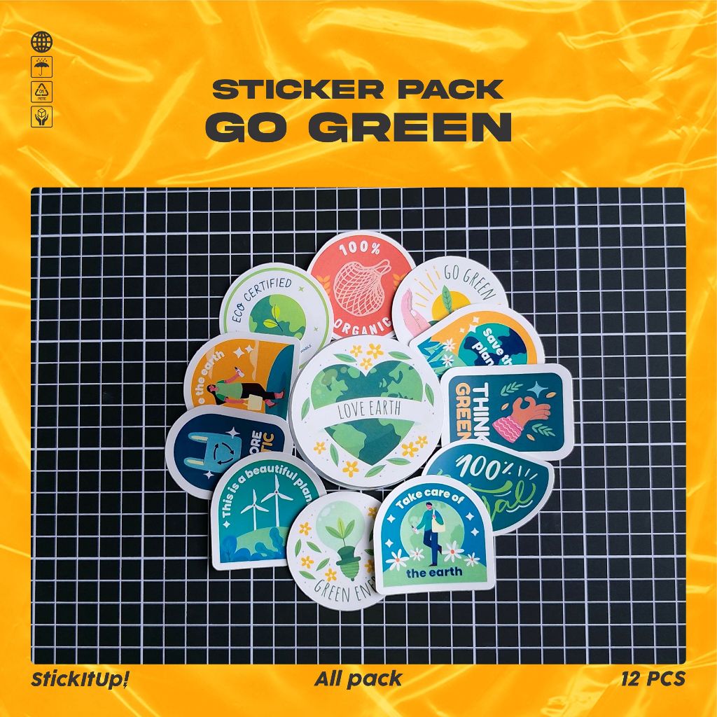 

COD✨ StickItUp Stiker Pack Go Green Lucu Keren Untuk Koper Laptop Skateboard