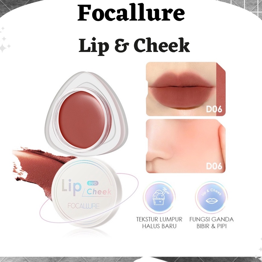 Big Sale Focallure Creamy Lip & Cheek Duo / Dual Use Lip Mud Lip Clay & Velvet Hazy Matte Cheek