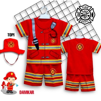 Kode NYX974 GRATIS TOPI SETELAN KOSTUM BAJU ANAK DAMKAR PEMADAM KEBAKARAN UNTUK ANAK 2-10 TAHUN BISA