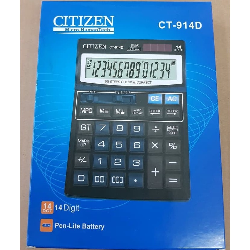 

Seller Kalkulator CITIZEN 14 Digit CT-914D Ukuran Jumbo 914