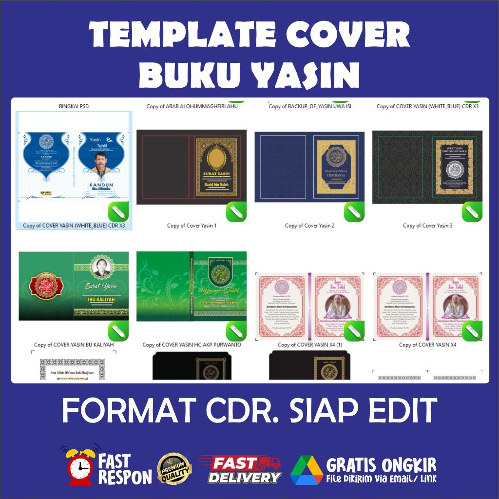 Template Cover Yasin CDR + PSD Premium Editable | File Percetakan