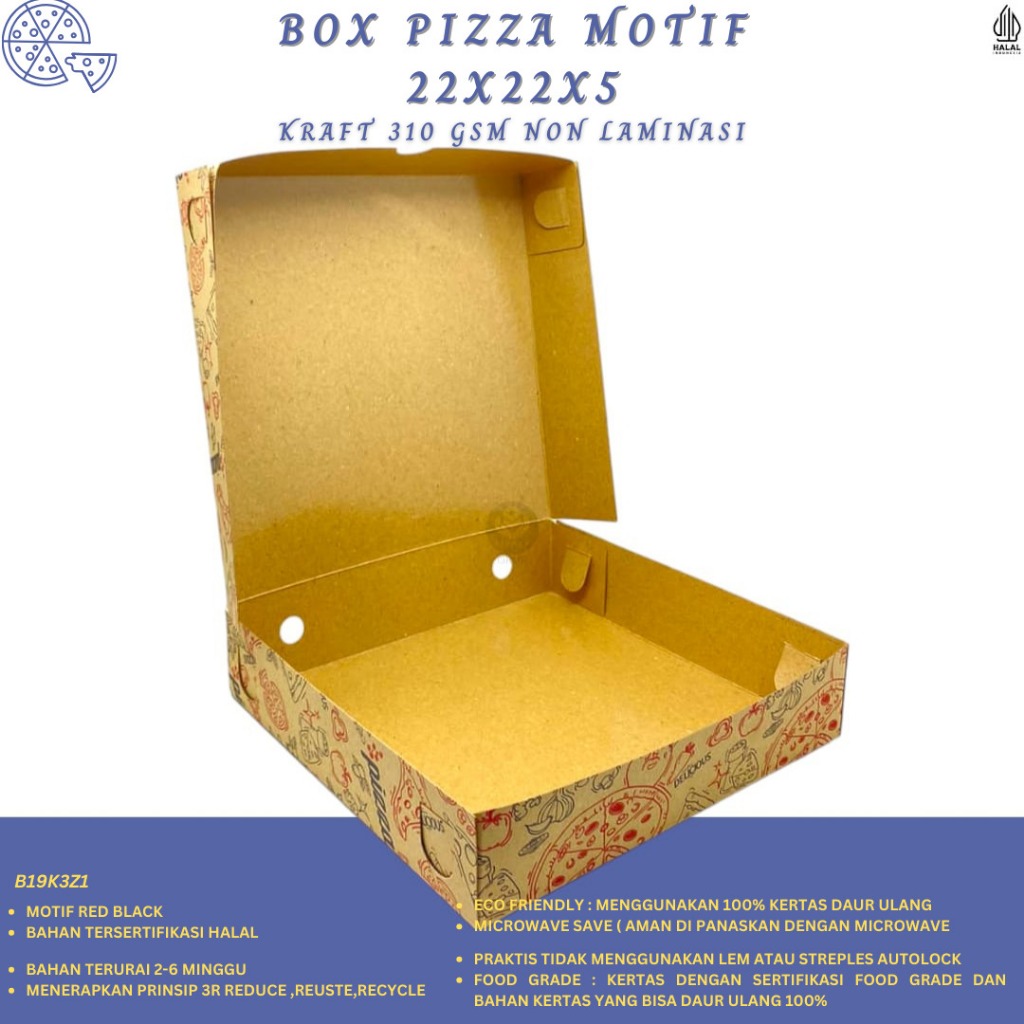 

Box Pizza 22x22x5 Kardus Pizza Kotak Pizza (B19K3Z1-Non Laminasi)