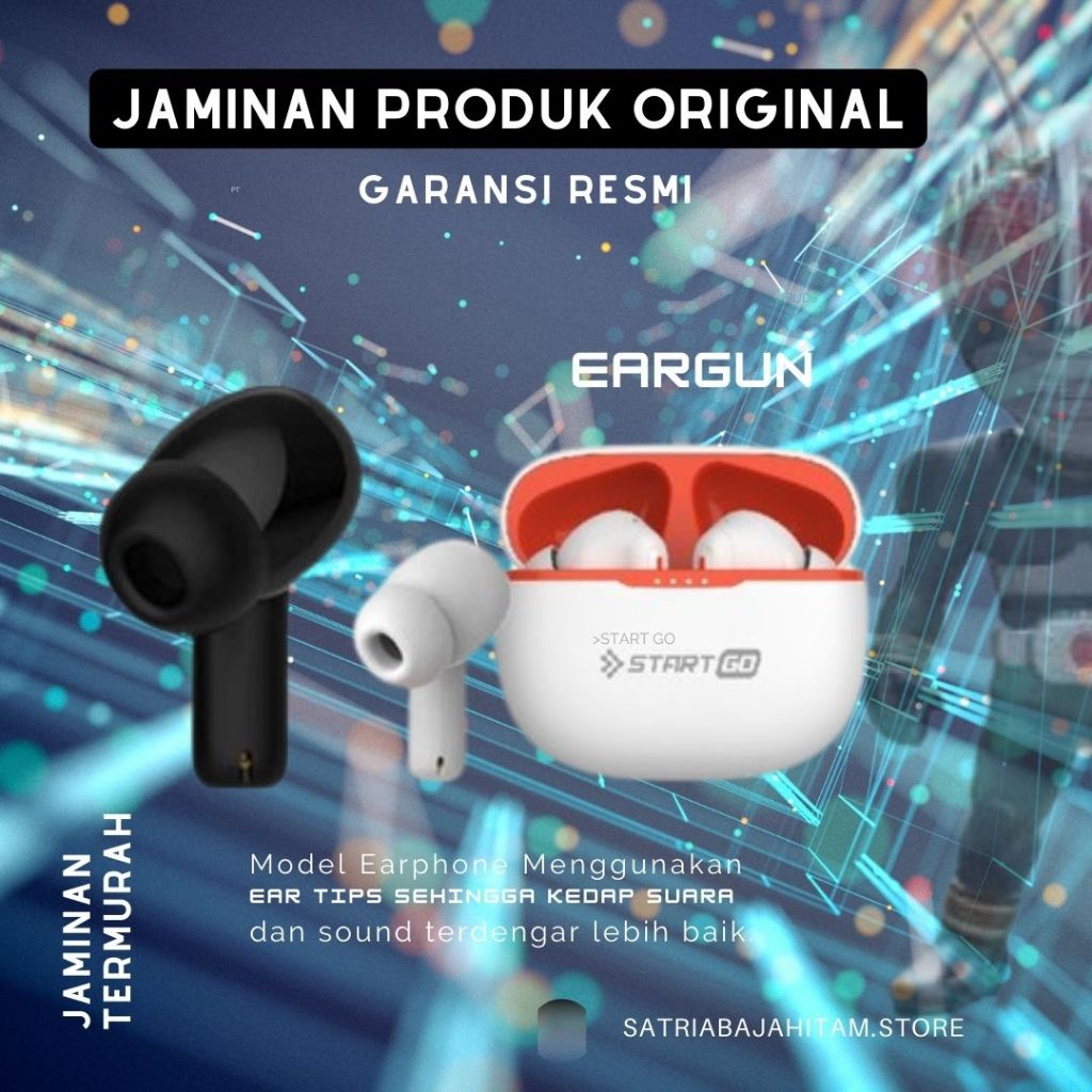 Advan StartGo Eargun - SUPREME BASS- In-Ear TWS Earphone Bluetooth Waterproof -TWS True Wireless Hea