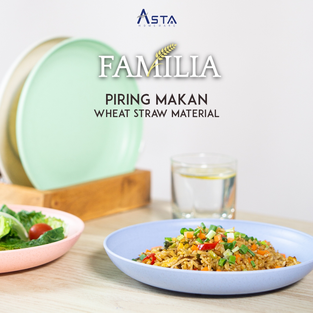 Asta Alat Makan Jerami Piring Makan Mangkok Gelas Minum Jerami Set 4 pcs