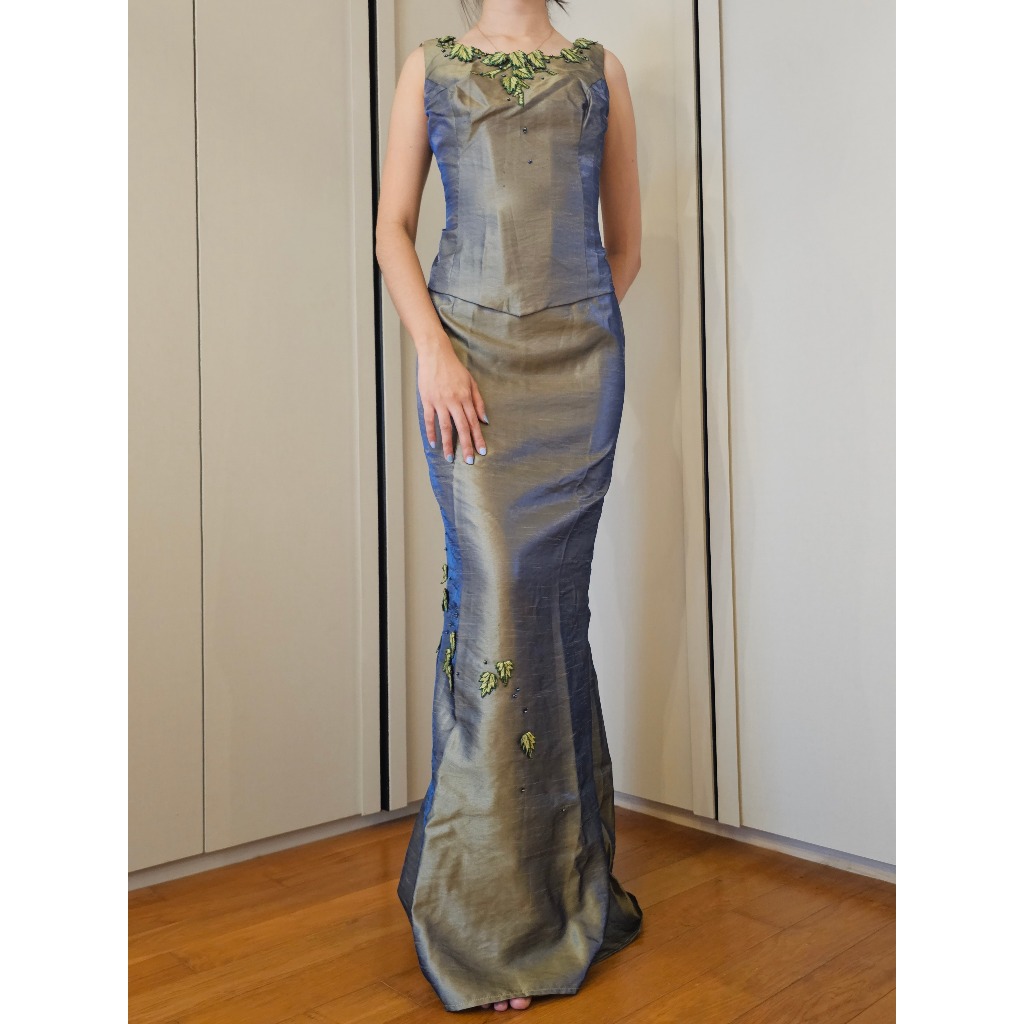 Baju Pesta/Dress Warna Hijau Sage Elegan (bikin custom)