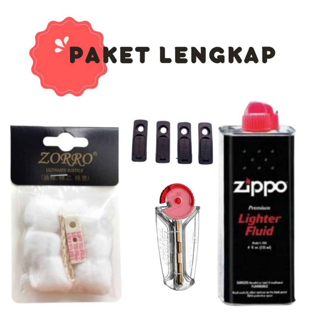 PAKET KOMPLIT ORIGINAL MINYAK ZIPPO .KAPAS .BATU ZIPPO TALAGOS