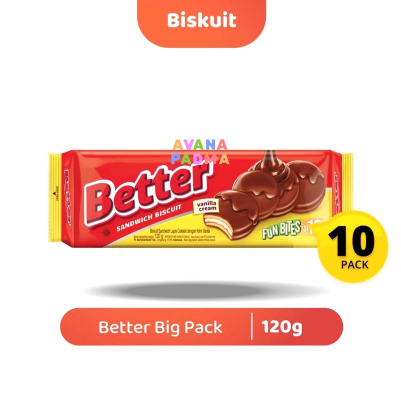 

Better Sandwich Biscuit Vanilla Cream (Isi 10 pack) (120g)