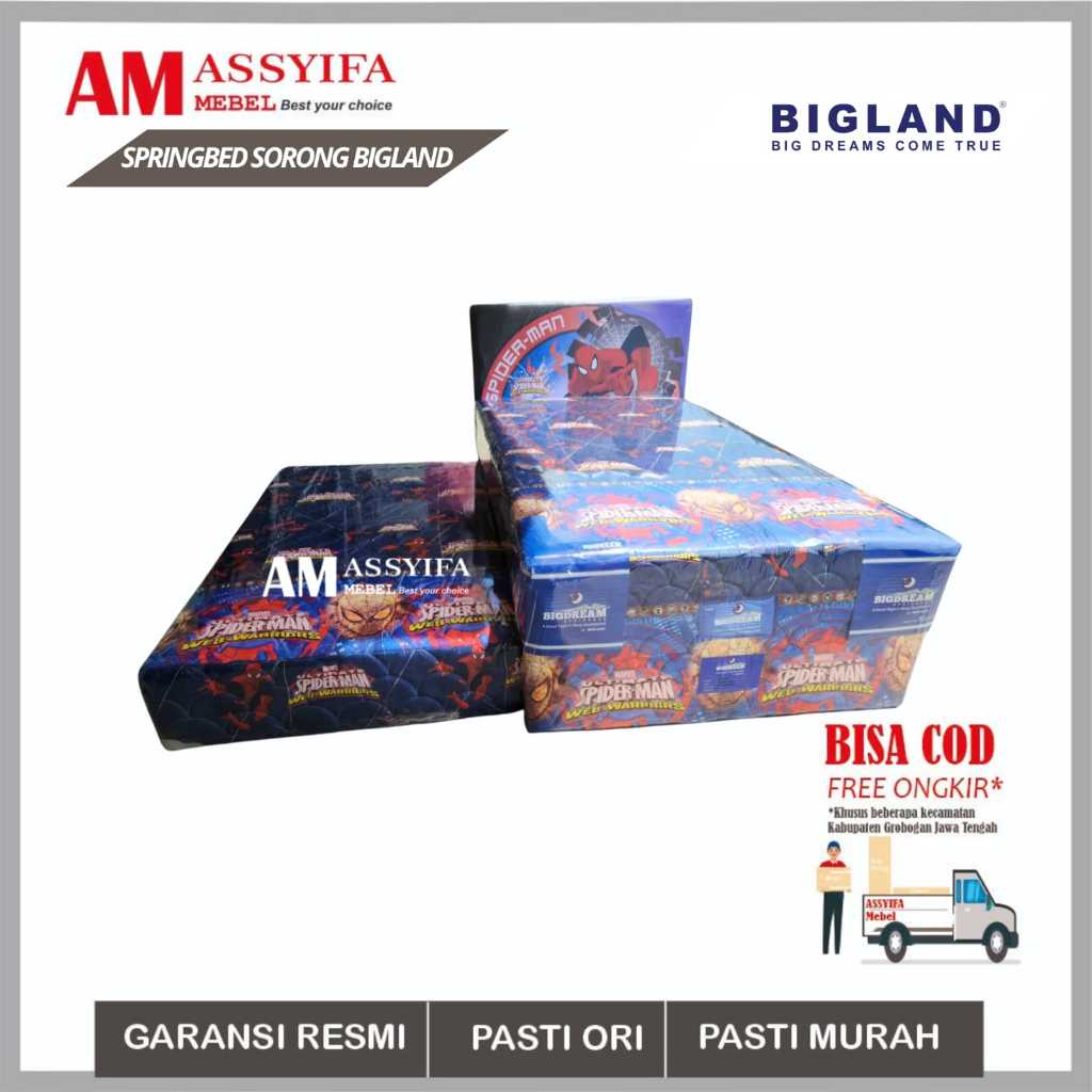 TWIN BED BIGLAND BIGDREAM MOTIF, SPRINGBED 2 IN 1 BIGDREAM BIGLAND, SPRINGBED SORONG BIGLAND