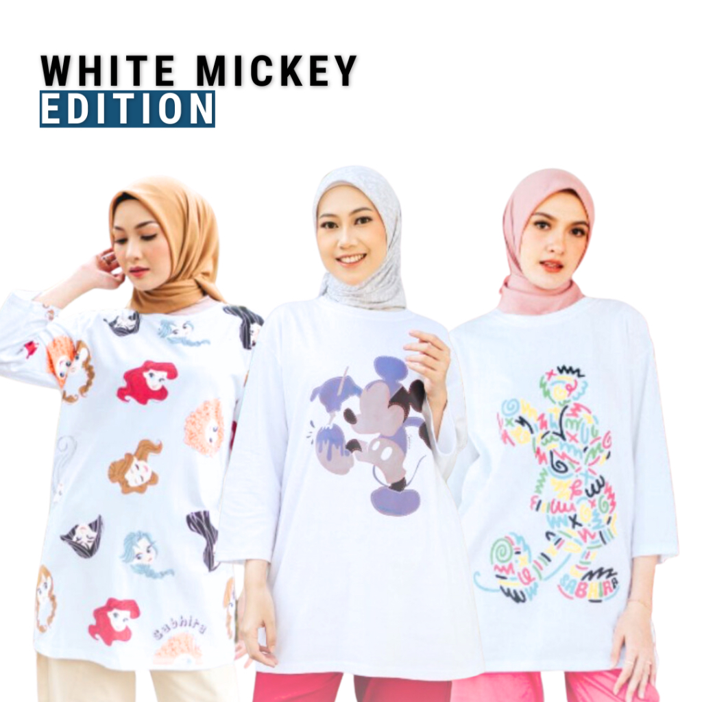 Atas Kaos Wanita Oversize Warna Putih Lengan Panjang