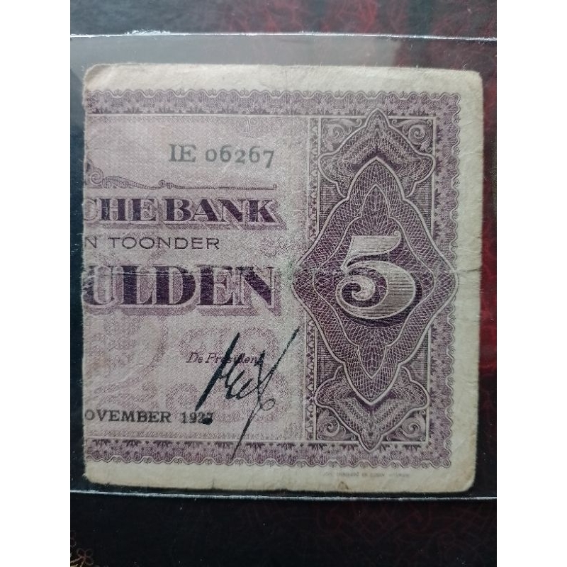 Uang Coen sanering senering 5 gulden 1927 fine