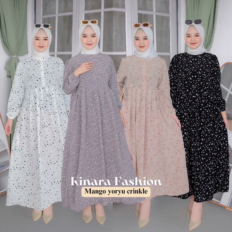 ✨ Natalia Dress Gamis Busui Bahan Yoryu Crinkle Motif Bunga Kecil Dewasa Remaja serbuuu 