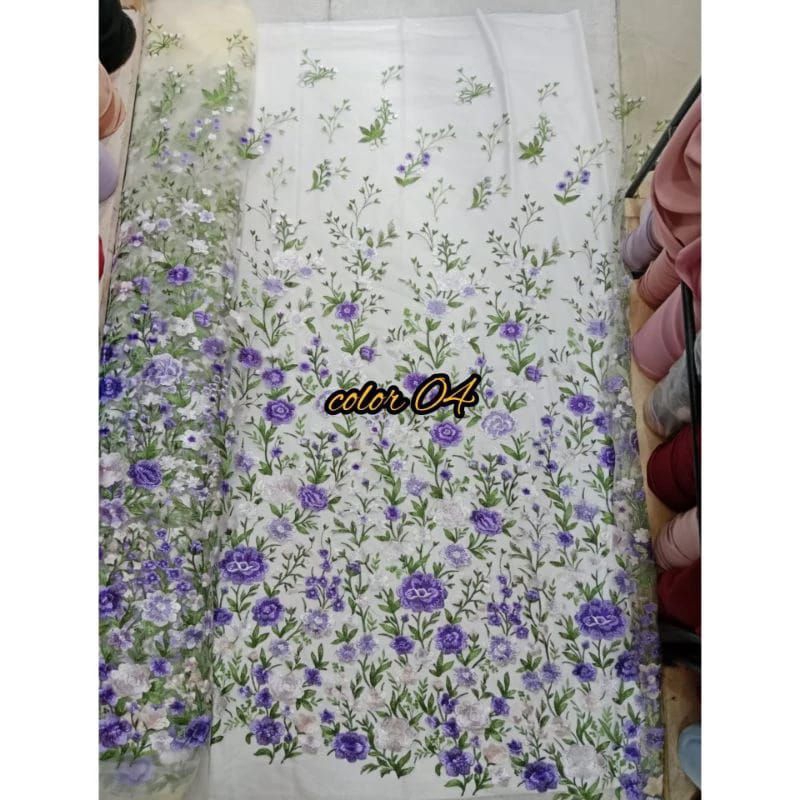 BAHAN/KAIN TILLE GARDEN BUNGA 3D/TILLE BORDIR MOTIF TERBARU