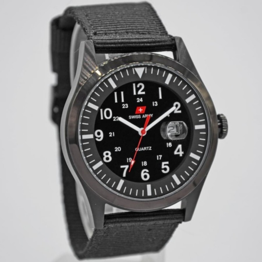 Jam Tangan Pria Swiss Army Original Tali Kanvas Garansi 1 Tahun