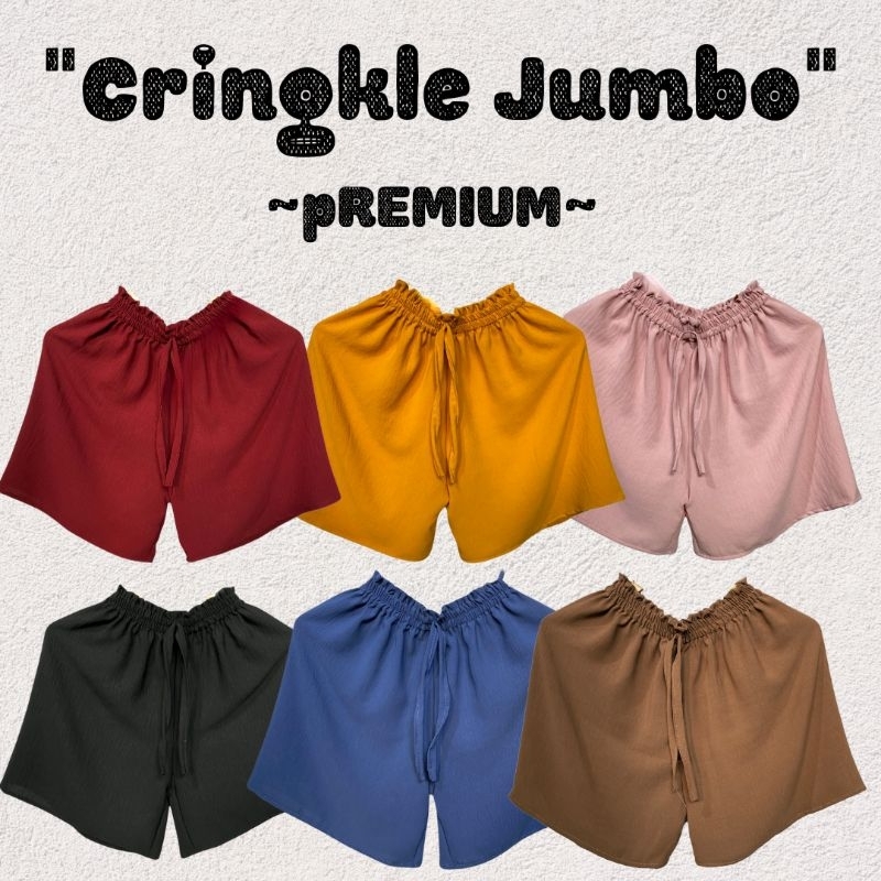 Hot Pants Pendek Celana Pendek Kulot Crinkle Airflow Wanita Jumbo untuk Santai dan Casual Pants Cela