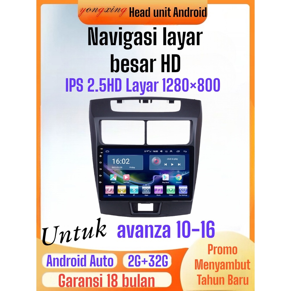 Head unit Android Avanza Veloz Xenia Tahun 2010-2016Penerima Navigasi 2+32 layar HD 9inch
