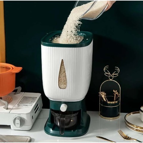 Queen DISPENSER BERAS TRILINS 10 KG Rice Dispenser Tempat Penyimpanan Beras Otomatis