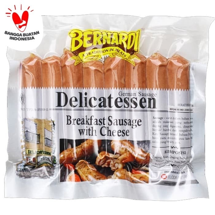 

SOSIS KEJU BERNARDI DELICATESSEN 190GR ISI 8PCS BREAKFAST SAUSAGE WITH CHEESE