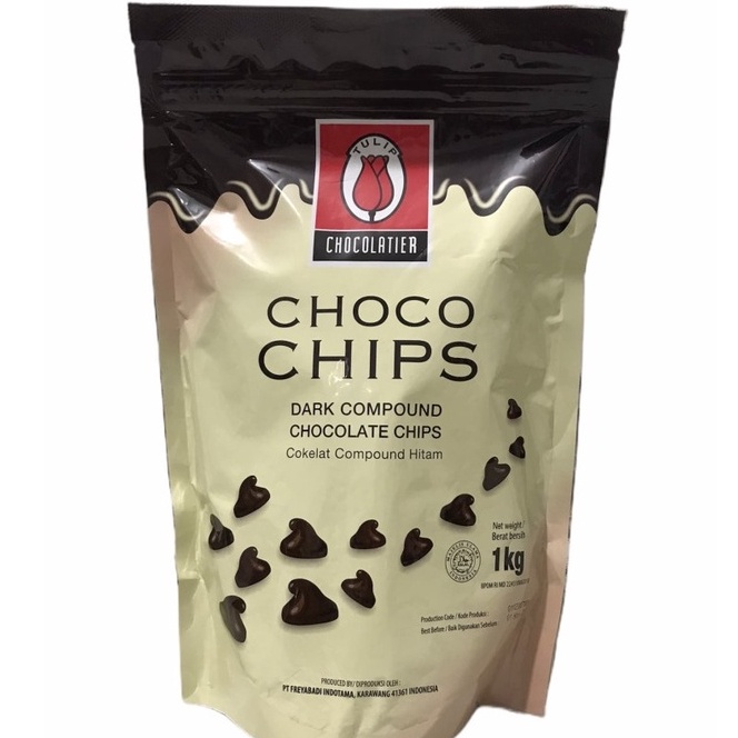 

TIPE JPV742 Tulip Dark Compound Choco Chips- Choco Dark 1kg