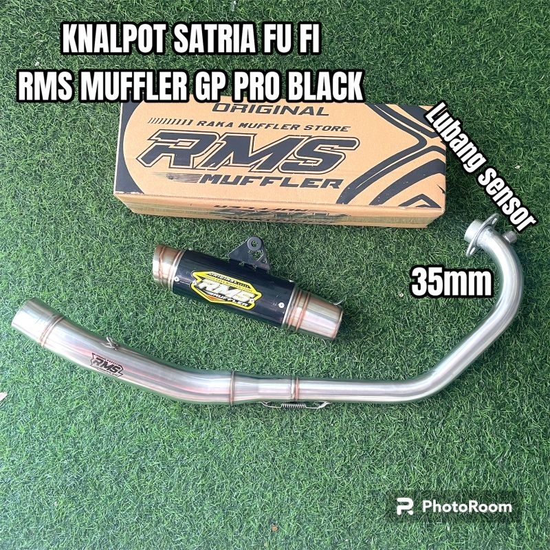 knalpot satria fu fi satria f150 injeksi rms gp pro black premuim original leher bending